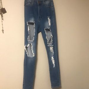 Light wash ripped fashion nova jeans